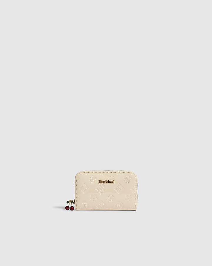Cream Patent Monogram Medium Embossed Purse
