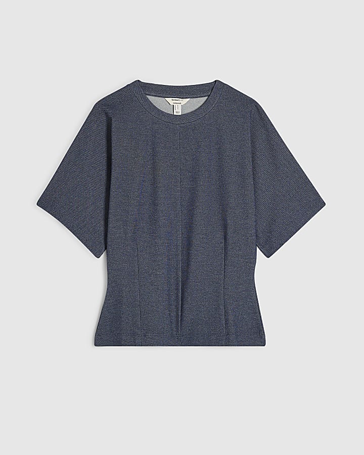 Navy Denim Look Kimono T-Shirt