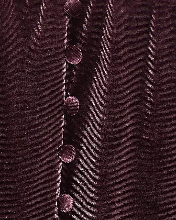 Petite Burgundy Velvet Mini Skirt