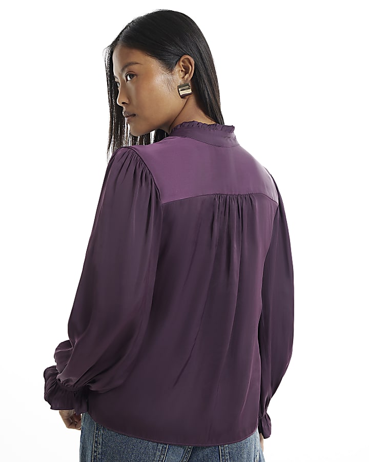 Petite Burgundy Airflow Button Up Top