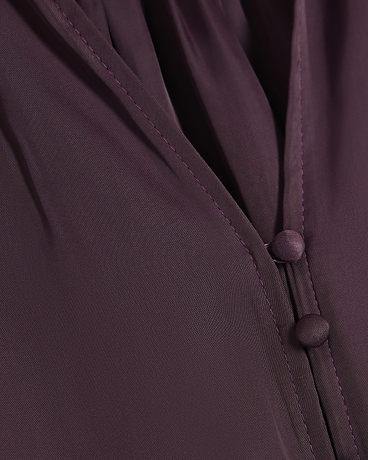Petite Burgundy Airflow Button Up Top