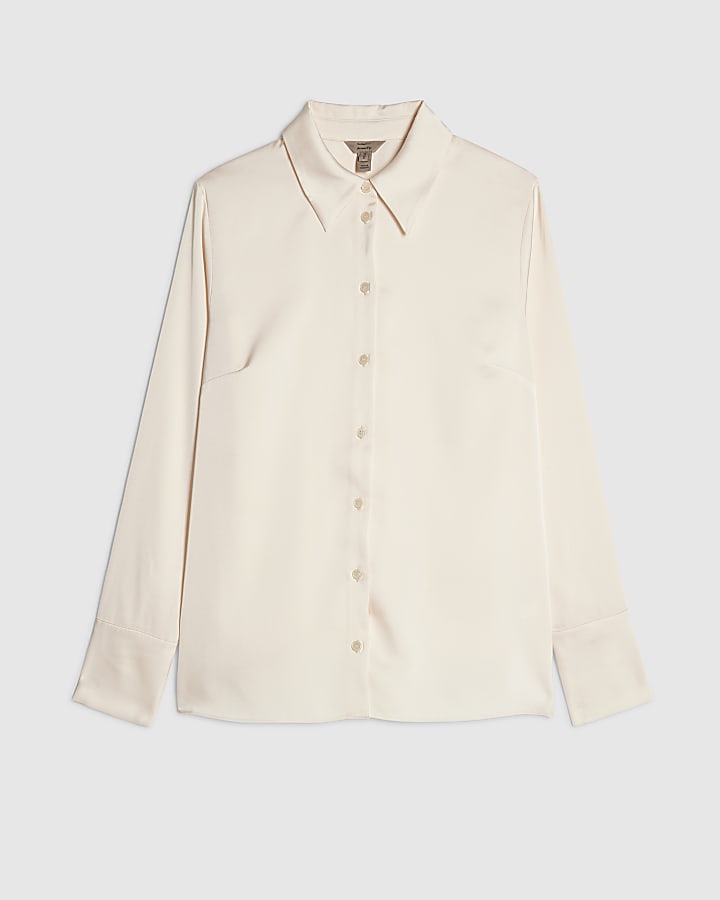 Cream Slimline Satin Shirt