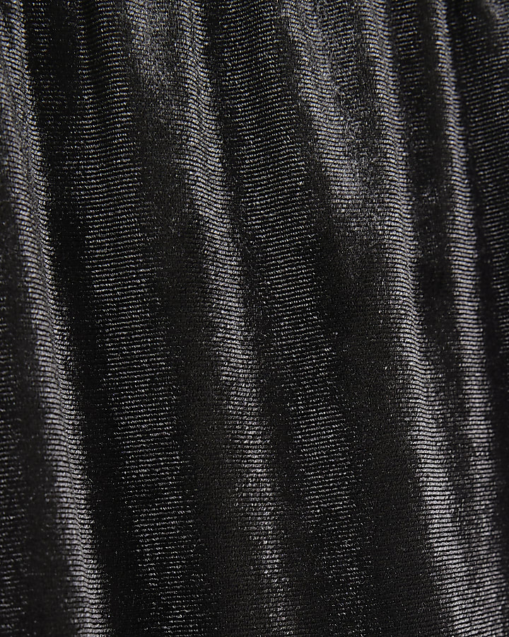 Petite Black Velvet Wide Leg Trousers