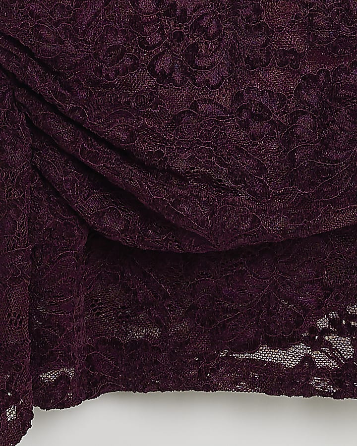 Burgundy Velvet Lace Cowl Mini Dress