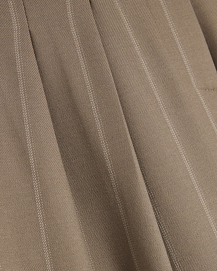 Beige Stripe Wide Leg Trousers