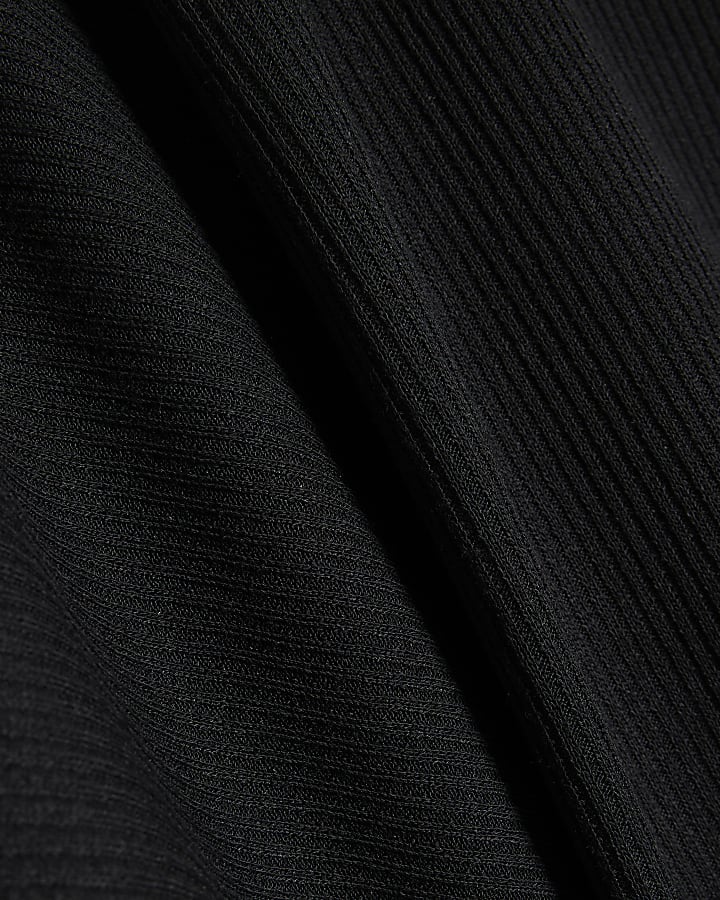 Black Short Sleeve Texture Batwing Maxi Dress
