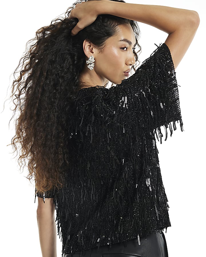 Black Sequin T-Shirt