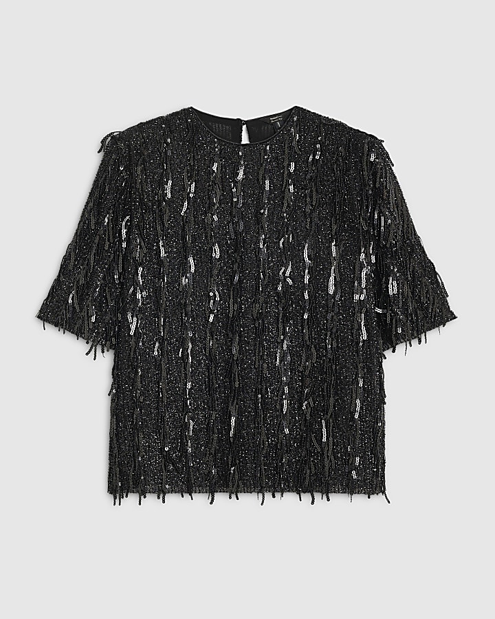 Black Sequin T-Shirt