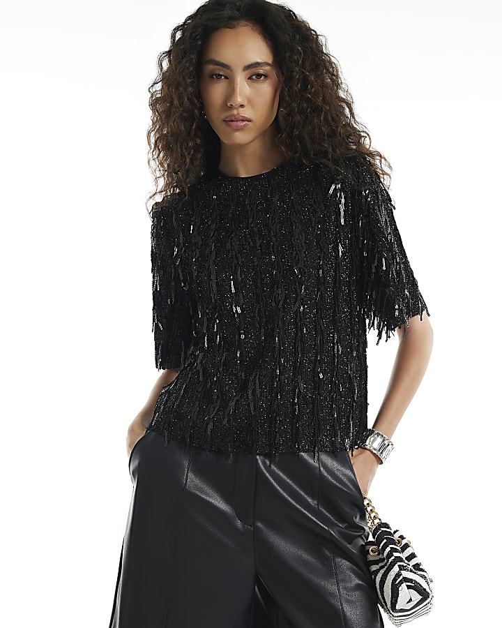 Black Sequin T-Shirt