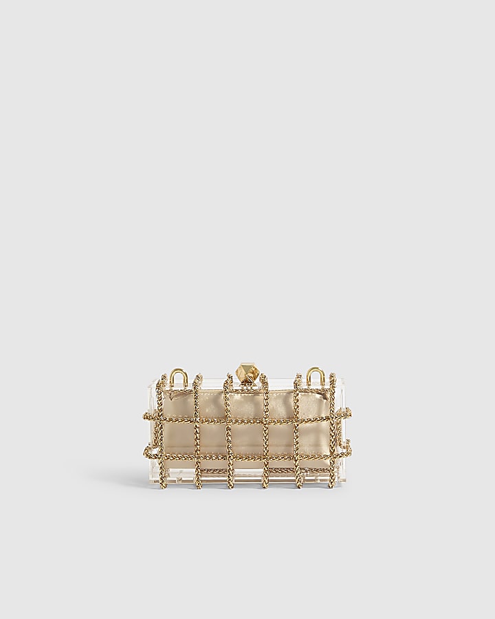 Gold Chain Rope Clear Clutch Bag