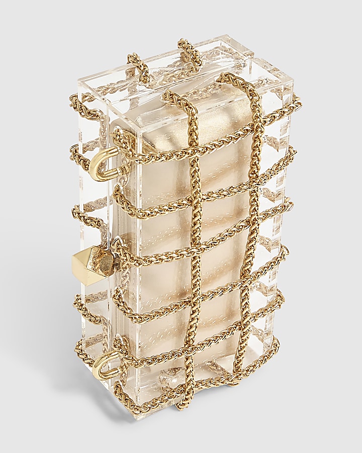 Gold Chain Rope Clear Clutch Bag