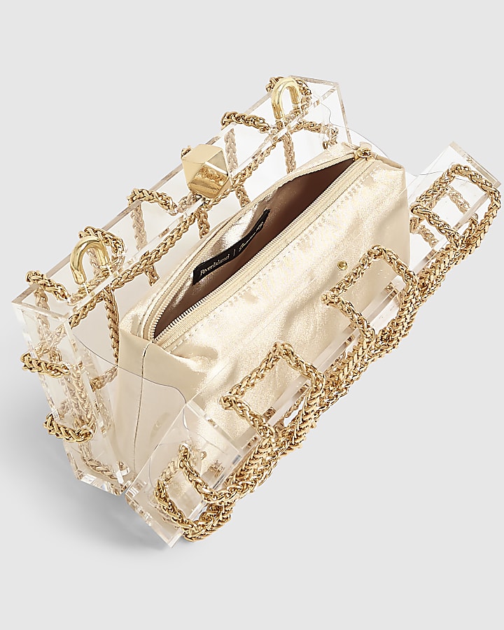 Gold Chain Rope Clear Clutch Bag
