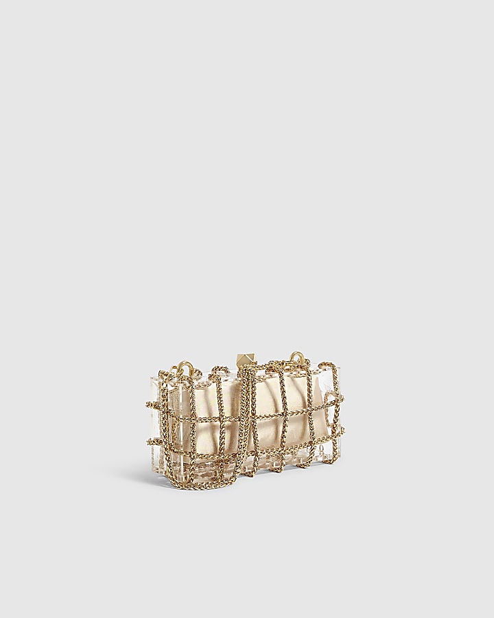 Gold Chain Rope Clear Clutch Bag