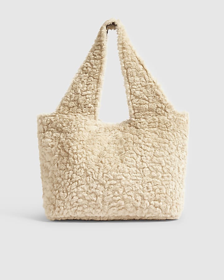 Beige RR Borg Shopper Bag