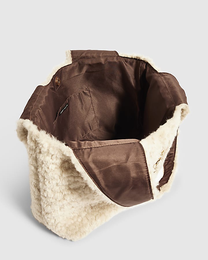 Beige RR Borg Shopper Bag