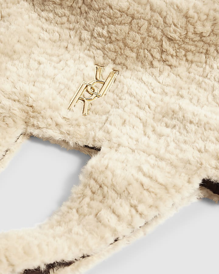 Beige RR Borg Shopper Bag