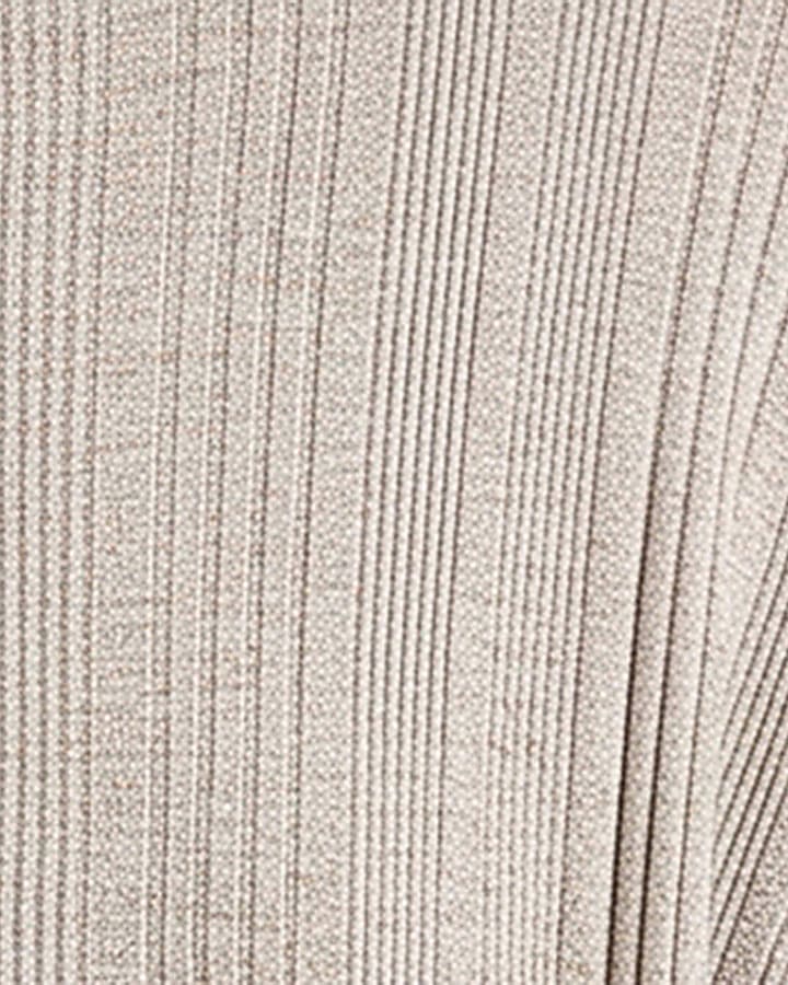 Beige Ribbed Short Sleeve Midi Dress