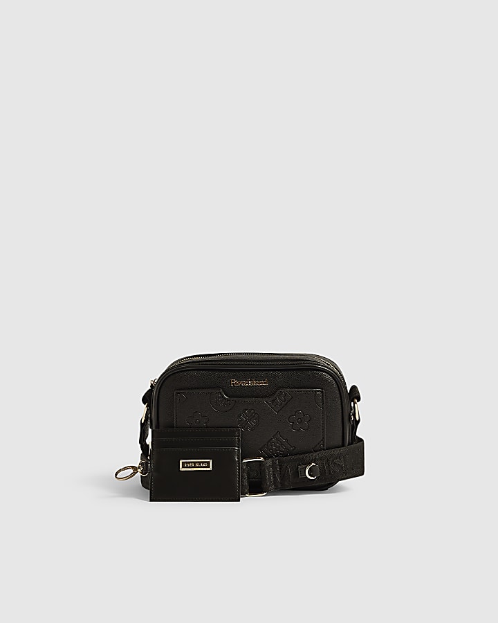 Black Pocket Front Boxy Crossbody Bag