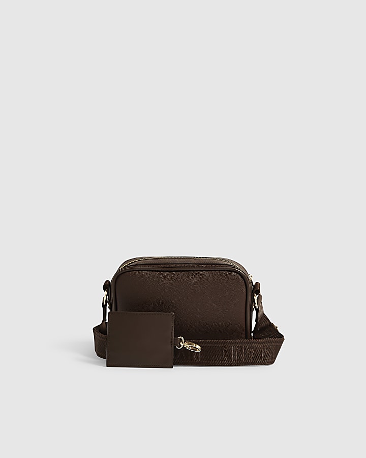 Brown Front Pocket Boxy Crossbody Bag