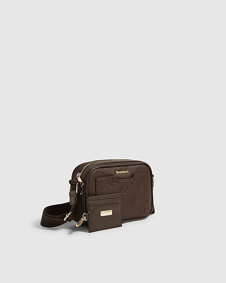 Brown Front Pocket Boxy Crossbody Bag