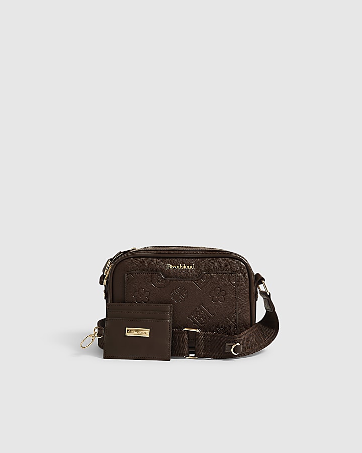 Brown Front Pocket Boxy Crossbody Bag