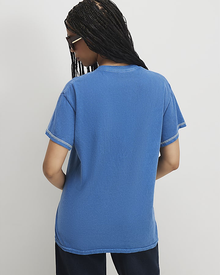 Blue Cotton Detroit Boyfriend T-shirt