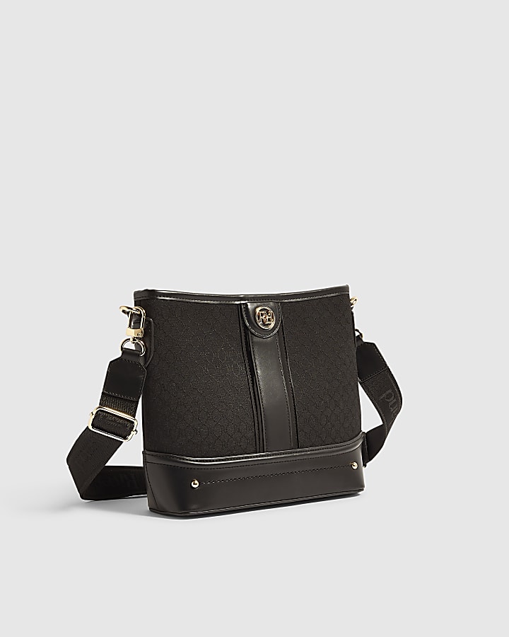 Black Monogram Webbing Front Bucket Bag