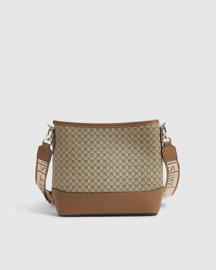Beige Monogram Webbing Front Bucket Bag