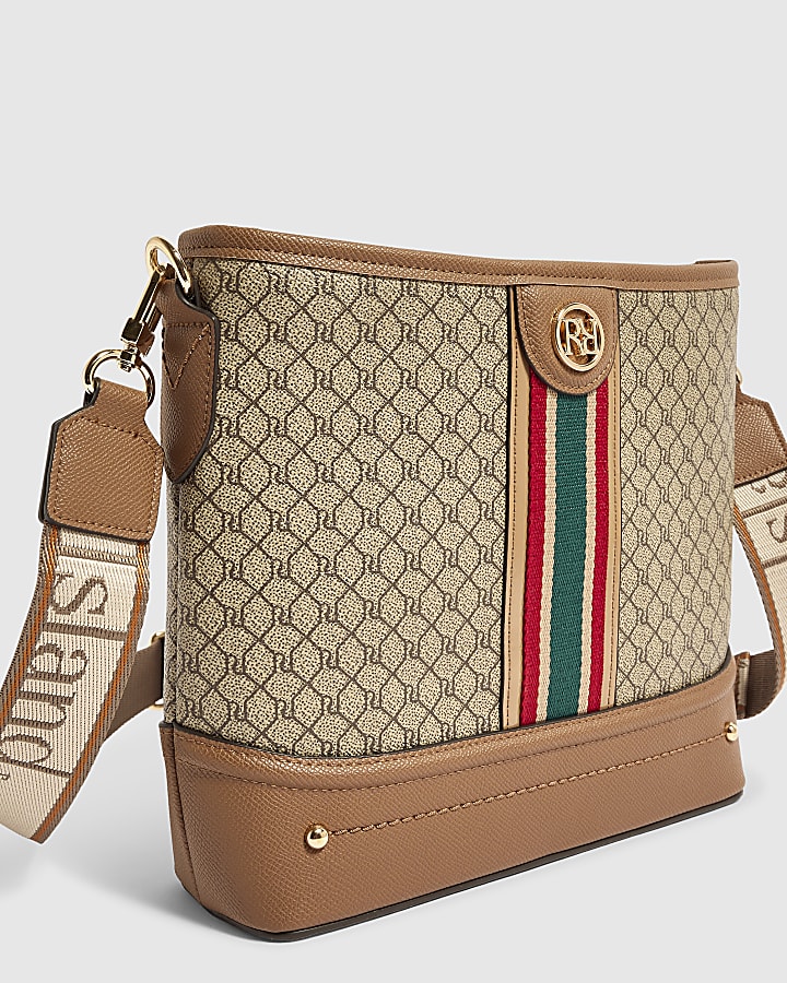 Beige Monogram Webbing Front Bucket Bag