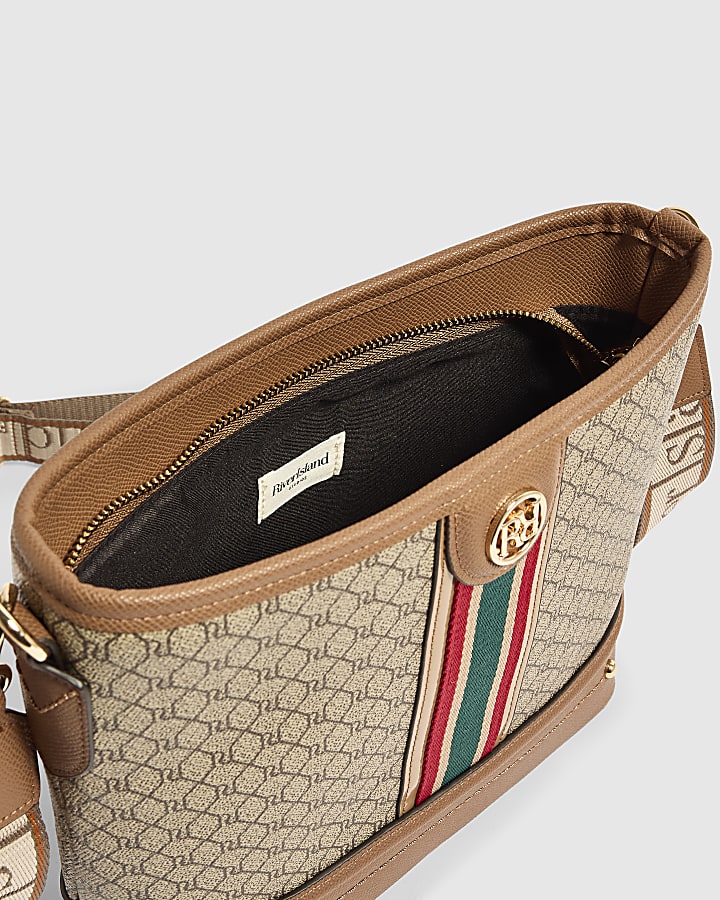 Beige Monogram Webbing Front Bucket Bag