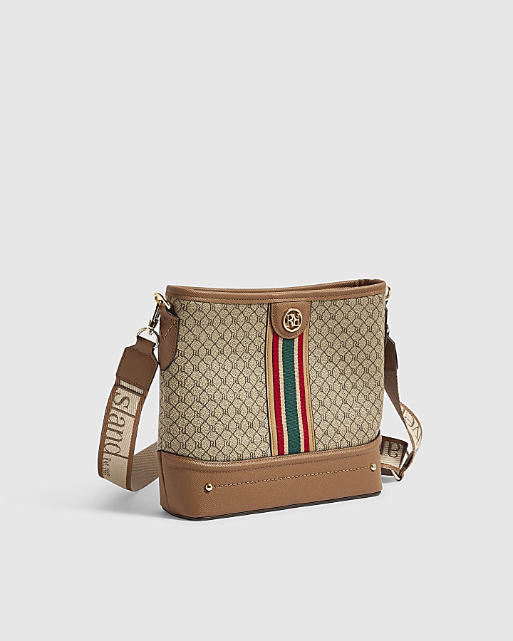 Beige Monogram Webbing Front Bucket Bag