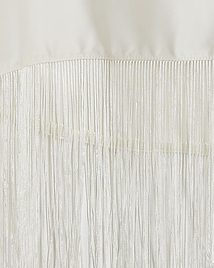Cream Satin Fringe Cape