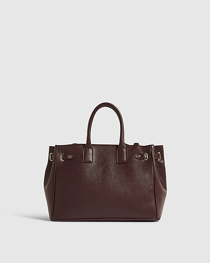 Burgundy Large Soft Lock Front Tote Bag