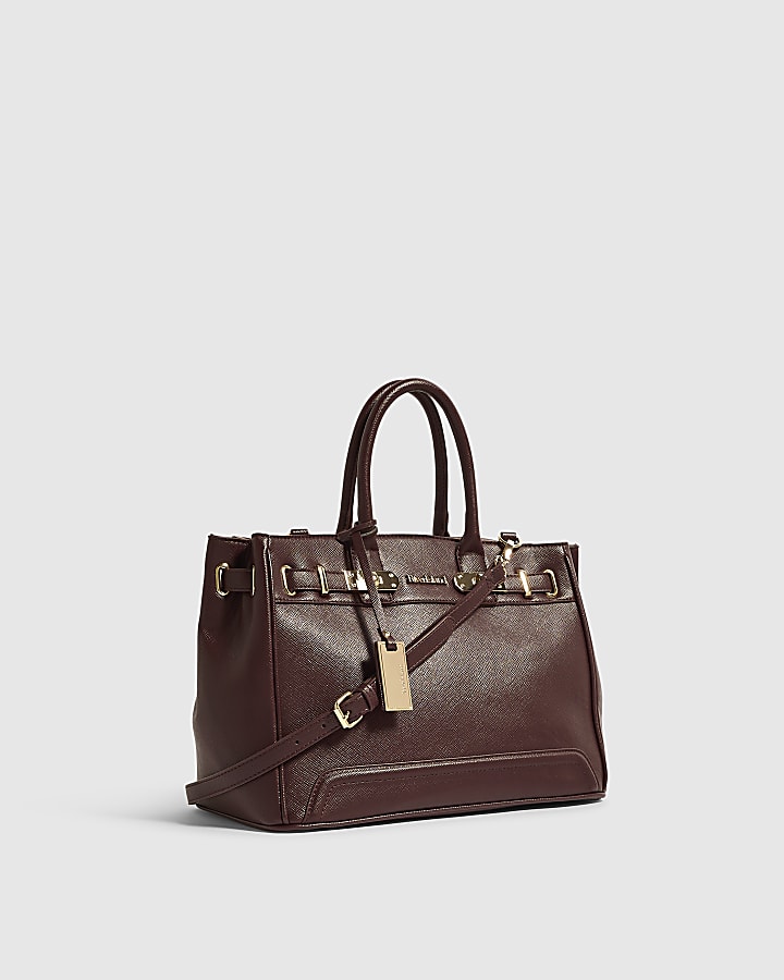 Burgundy Large Soft Lock Front Tote Bag