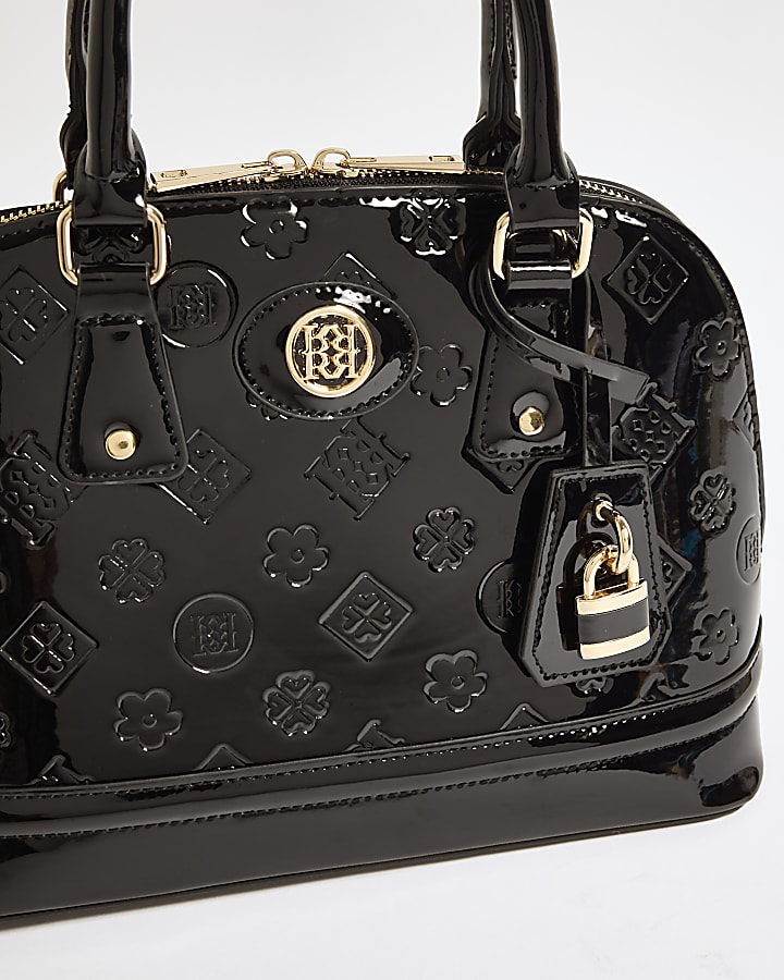 Black Patent Embossed Monogram Bag