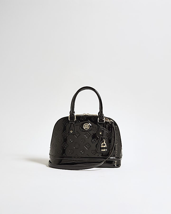Black Patent Embossed Monogram Bag
