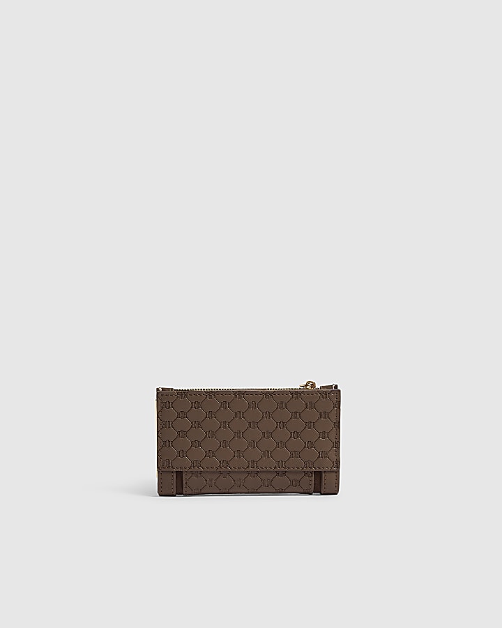 Brown RIR Embossed Mini Foldout Purse