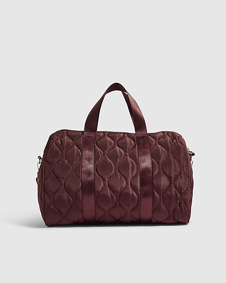 Burgundy Wave Quilt Soft Barrel Bag