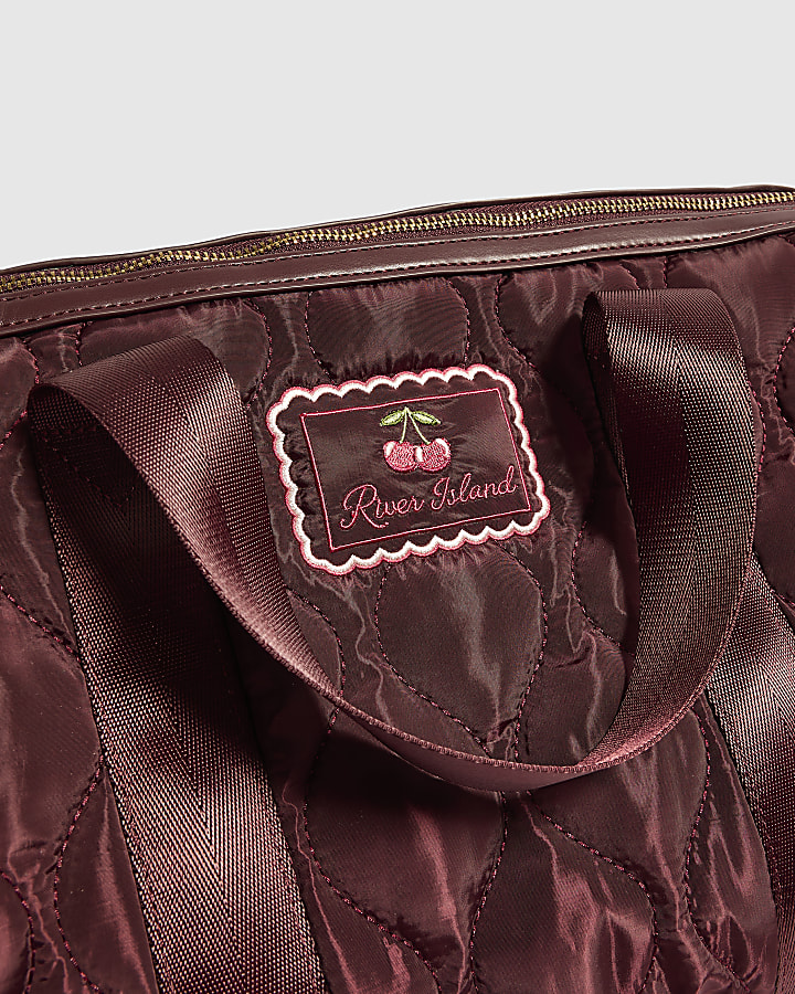 Burgundy Wave Quilt Soft Barrel Bag