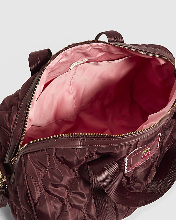 Burgundy Wave Quilt Soft Barrel Bag