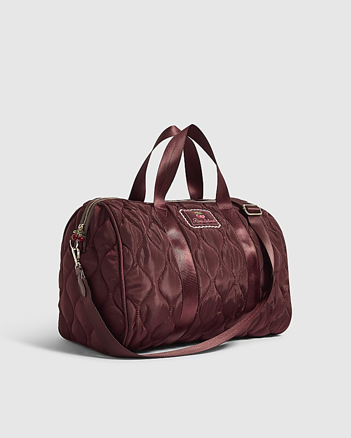 Burgundy Wave Quilt Soft Barrel Bag