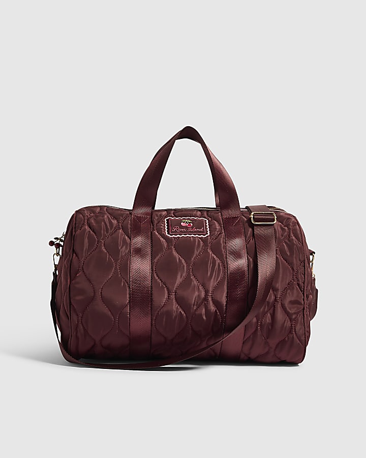 Burgundy Wave Quilt Soft Barrel Bag