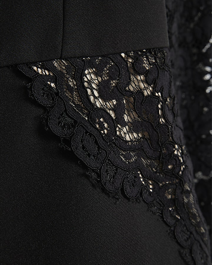 Black Premium Lace Tuxedo Playsuit