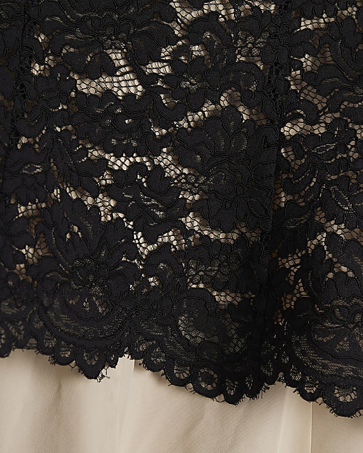 Black Lace High Low Bandeau Top