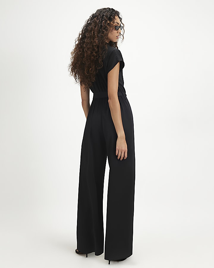 Black Cap Sleeve Jumpsuit