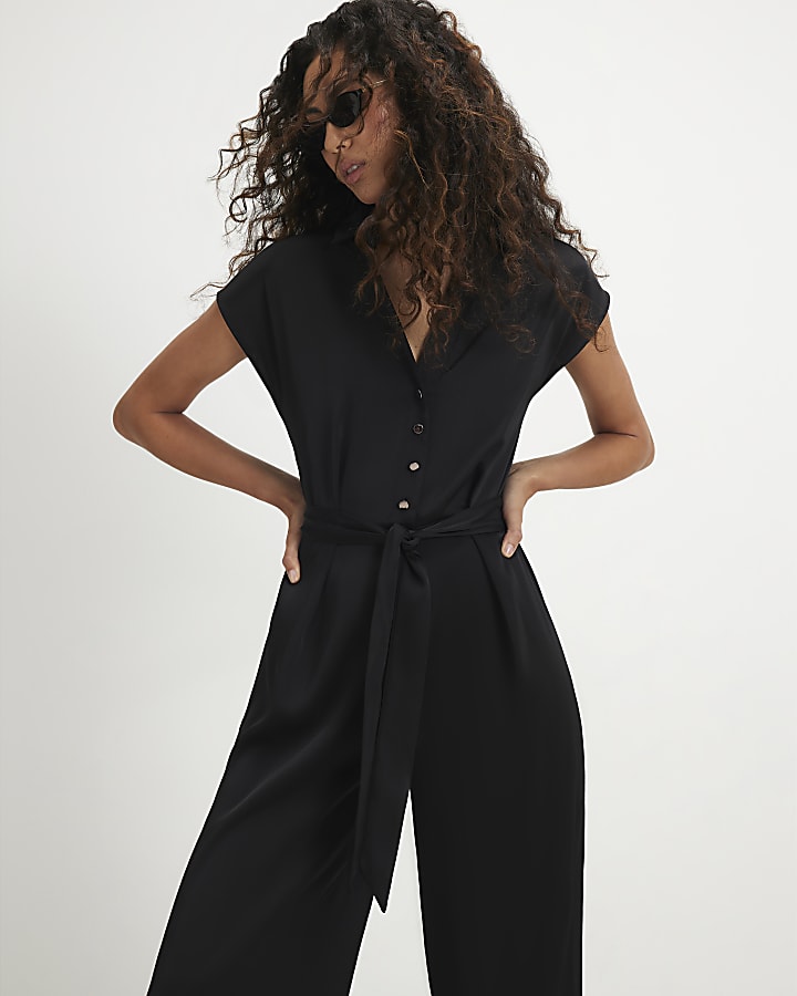 Black Cap Sleeve Jumpsuit