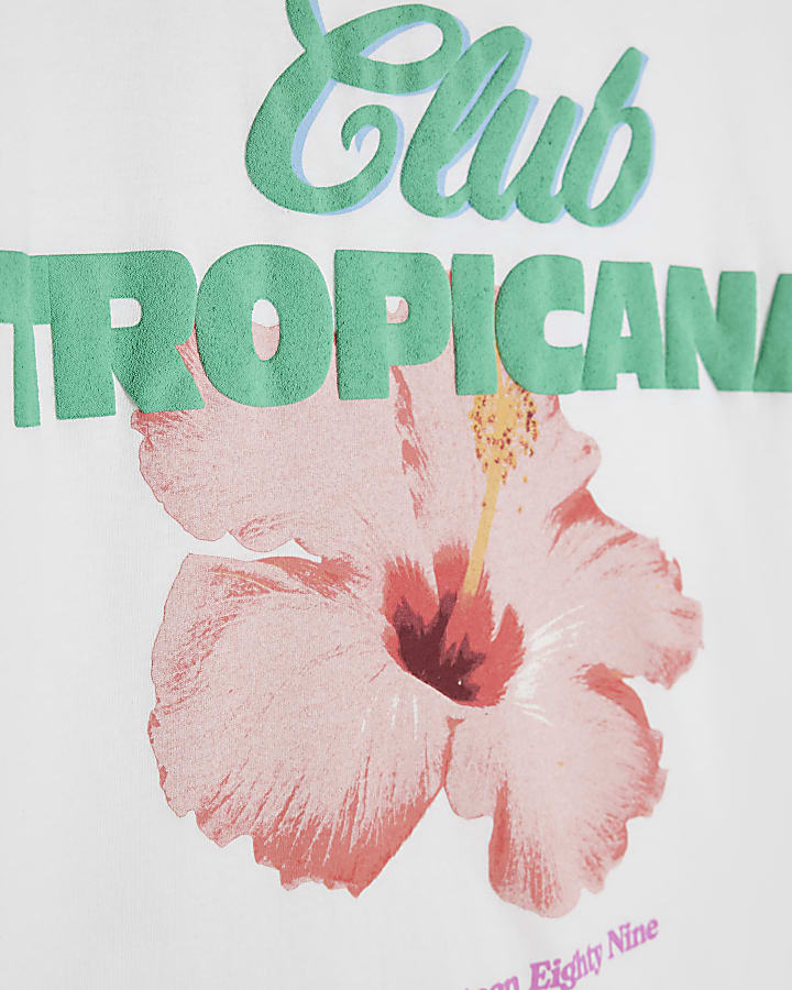 White Cotton Tropicana Boyfriend T-shirt