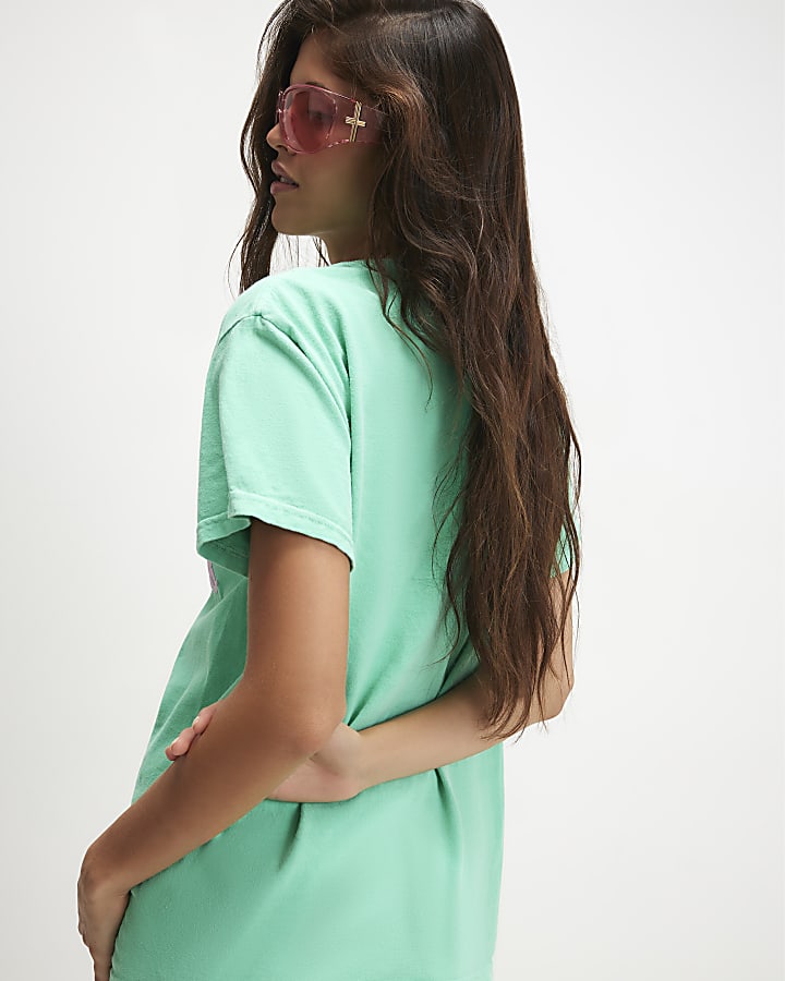 Green Cotton Matcha Boyfriend Fit T-Shirt