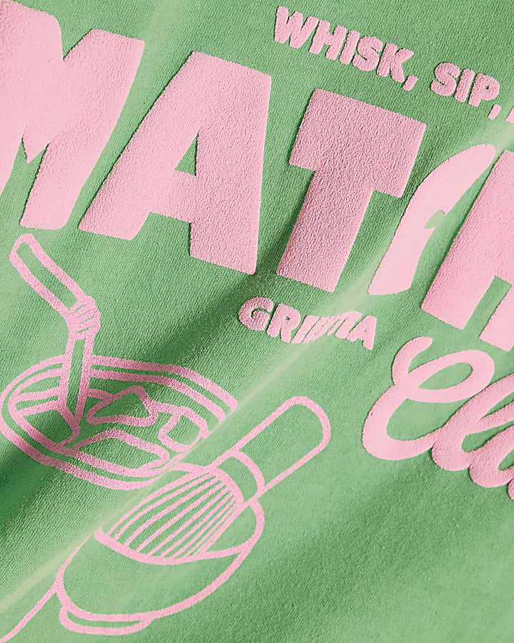 Green Cotton Matcha Boyfriend Fit T-Shirt