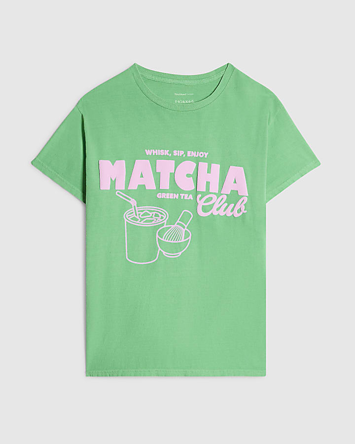 Green Cotton Matcha Boyfriend Fit T-Shirt